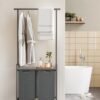 Vasagle Lavandería kurv med 2 sektioner med jernbane til tøj, aftagelige og aftagelige foringer, hylde, 2 x 12,1 gallon, 28,7 x 13 x 69,7 tommer, Jaspeado Gray og Gray Blackboard Blh241g01g01 - Billede 3