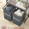 Vasagle Lavandería kurv med 2 sektioner med jernbane til tøj, aftagelige og aftagelige foringer, hylde, 2 x 12,1 gallon, 28,7 x 13 x 69,7 tommer, Jaspeado Gray og Gray Blackboard Blh241g01g01 - Billede 4