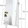 Songmics Jewellery Cabinet, Mirror Armoire, Standing Mirror, spejl i fuld længde, Låsbar smykkearrangør, gaveide - Billede 7