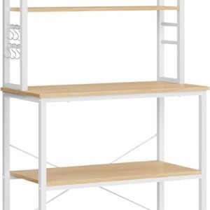 Køkkenhylde med 6 hylder og kroge i industriel design.