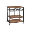 Vasagle Baker's rack med hjul, køkkenø, madvogn med metal meshkurv, flaskeholder og opbevaringshylder, 80 x 40 x 86,5 cm, industriel stil, rustik brun KKS80X