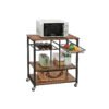 Vasagle Baker's rack med hjul, køkkenø, madvogn med metal meshkurv, flaskeholder og opbevaringshylder, 80 x 40 x 86,5 cm, industriel stil, rustik brun KKS80X - Billede 2