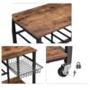 Vasagle Baker's rack med hjul, køkkenø, madvogn med metal meshkurv, flaskeholder og opbevaringshylder, 80 x 40 x 86,5 cm, industriel stil, rustik brun KKS80X - Billede 5