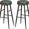 Vasagle Echo Collection ULBC090C01 BARECROOLS, SET AF 2, KØKKENTESTOOLER, Morgenmadskføring, syet faux læder, 30 "høj, til hjemmet, bar, spisestue, let samling, skovgrøn
