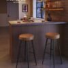 Vasagle Echo Collection ULBC090K01 Barstole, Sæt med 2, Kitchen Stools, Breakfast Stools, Stitched Faux Leather, 30 "High, For Home, Bar, Spisestue, Easy Assembly, Caramel Brown - Billede 2