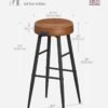 Vasagle Echo Collection ULBC090K01 Barstole, Sæt med 2, Kitchen Stools, Breakfast Stools, Stitched Faux Leather, 30 "High, For Home, Bar, Spisestue, Easy Assembly, Caramel Brown - Billede 3