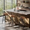 Vasagle Echo Collection ULBC090K01 Barstole, Sæt med 2, Kitchen Stools, Breakfast Stools, Stitched Faux Leather, 30 "High, For Home, Bar, Spisestue, Easy Assembly, Caramel Brown - Billede 4