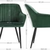 Songmics spisestol, lænestol, polstret stol med armlæn, metalben, fløjlsafdækning, sædebredde 49 cm, max. 110 kg - til undersøgelse, stue, soveværelse - Billede 3