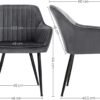 Songmics spisestol, lænestol, polstret stol med armlæn, metalben, fløjlsafdækning, sædebredde 49 cm, max. 110 kg - til undersøgelse, stue, soveværelse - Billede 7