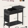 Vasagle sidebord med strømstrimmel, smal sidebord med USB -porte, tasker, natbord, til stue, soveværelse, sort træeffekt Let311b56 - Billede 3