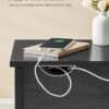 Vasagle sidebord med strømstrimmel, smal sidebord med USB -porte, tasker, natbord, til stue, soveværelse, sort træeffekt Let311b56 - Billede 4