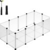 Songmics Pet Playpen med gulv, lille dyreindkapsling, DIY plastikbur, indendørs løb for hamstere, kaniner, pindsvin, marsvin, hvid LPC001W01