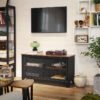 TV-opbevaringsskab 100 x 35 x 55,5 cm - Rustik brun, sort - Billede 2