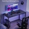 Vasagle Desk, lille computerbord, skrivebordsbord, til kontor, soveværelse, 60 x 120 x 75 cm, industriel design, metalramme, sort, LWD039B56 - Billede 3