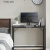 Vasagle -skrivebord, lille computerskrivebord, kontorbord, til undersøgelse, soveværelse, 50 x 100 x 75 cm, industriel design, metalramme, sort LWD041B56 - Billede 5