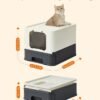 Feandrea lukket kuldkasse til katte, toilethus, aftagelig bakke, skovl, børste, til store katte, belastningskapacitet 15 kg, anti-mærke, anti-leakage, beige og sort PPT001W01 - Billede 4