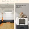Feandrea lukket kuldkasse til katte, toilethus, aftagelig bakke, skovl, børste, til store katte, belastningskapacitet 15 kg, anti-mærke, anti-leakage, beige og sort PPT001W01 - Billede 5