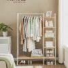 Vasagle tøjstativ, frakke rack, 45 x 120 x 160 cm, sko rack, åben garderobe, eg hvid - Billede 2