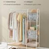 Vasagle tøjstativ, frakke rack, 45 x 120 x 160 cm, sko rack, åben garderobe, eg hvid - Billede 3