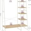 Vasagle tøjstativ, frakke rack, 45 x 120 x 160 cm, sko rack, åben garderobe, eg hvid - Billede 4