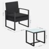 SONGMICS GGF010B05 Balcony Garden Furniture Set PE Polyrattan Lounge Set Table and 2 Chairs Patio Furniture Easy Assembly Outdoor for Patio Balcony Garden Black - Billede 5