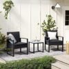 SONGMICS GGF010B05 Balcony Garden Furniture Set PE Polyrattan Lounge Set Table and 2 Chairs Patio Furniture Easy Assembly Outdoor for Patio Balcony Garden Black - Billede 3