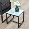 SONGMICS GGF010B05 Balcony Garden Furniture Set PE Polyrattan Lounge Set Table and 2 Chairs Patio Furniture Easy Assembly Outdoor for Patio Balcony Garden Black - Billede 7