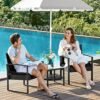 SONGMICS GGF010B05 Balcony Garden Furniture Set PE Polyrattan Lounge Set Table and 2 Chairs Patio Furniture Easy Assembly Outdoor for Patio Balcony Garden Black - Billede 4