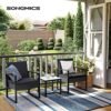 SONGMICS GGF010B05 Balcony Garden Furniture Set PE Polyrattan Lounge Set Table and 2 Chairs Patio Furniture Easy Assembly Outdoor for Patio Balcony Garden Black - Billede 2