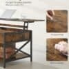 Justerbart sofabord i vintage brun og sort med opbevaringsplads.