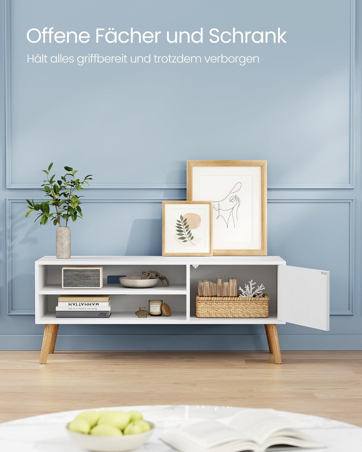 VASAGLE TV-skab, Lowboard TV-skab til TV, 120 cm Hvid 3 VASAGLE TV-skab, Lowboard TV-skab til TV, 120 cm Hvid - Billede 3