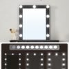 VASAGLE Toiletbord, LED-lys, Makeup-bord med spejl, Sort - Billede 4