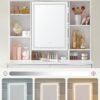 VASAGLE Toiletbord med LED-belysning, med spejl til makeup, kosmetikbord, moderne, hvid - Billede 3