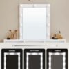 VASAGLE Toiletbord, LED lys, Makeup bord med spejl, 2 skuffer og 3 rum, hvid - Billede 3