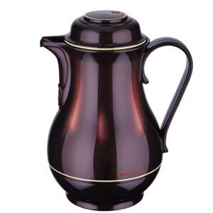 Elegant termokande i sort med gulddetaljer, 1,2 L kapacitet.