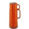 Orange thermosflaske med håndtag, 0,5 L kapacitet, tysk kvalitet.