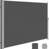 Sidemarkise Optrækkeligt 200 X 400 Cm, Privatlivsbeskyttelse, Solafskærmning, Uigennemsigtig, Siderullegardin til Altan, Terrasse, Have, Antracit