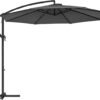 Parasol, Cantilever Parasol Diameter 300 Cm, med Håndsving til Åbning og Lukning, Solafskærmning, Haveparasol, UV-beskyttelse Op til 50+, til Have, Terrasse