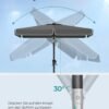 Parasol 200 X 150 Cm, rektangulær altanparaply, solafskærmning Upf 50+, 30° uden stativ, grå - Billede 4