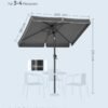 Parasol 200 X 150 Cm, rektangulær altanparaply, solafskærmning Upf 50+, 30° uden stativ, grå - Billede 7