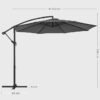Parasol, Cantilever Parasol Diameter 300 Cm, med Håndsving til Åbning og Lukning, Solafskærmning, Haveparasol, UV-beskyttelse Op til 50+, til Have, Terrasse - Billede 2