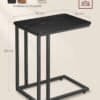 Sort sidebord med hjul, C-form, 50x35x56 cm, moderne design.