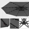 Cantilever Haveparasol med Solcelledrevne Led-lys, 3m Bananparaply med Base, Håndsving til Åbning og Lukning, Solsejl med Beskyttelse Upf 50+, Grå - Billede 4