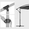 Parasol, Cantilever Parasol Diameter 300 Cm, med Håndsving til Åbning og Lukning, Solafskærmning, Haveparasol, UV-beskyttelse Op til 50+, til Have, Terrasse - Billede 6