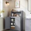 Badeværelsesopbevaringsskab, Badeværelsesgulvskab med 2 Døre, 11,8 X 23,6 X 39,4 Tommer, Dove Grey - Billede 2