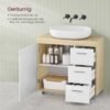 Vaskeskab med 3 store skuffer, badeværelsesskab, 30 x 70 x 64 cm, Cloud White/Naturbeige - Billede 3