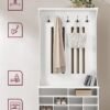 Entreskab, Garderobe, Knagerække med Bænk, Skoopbevaring, med Kroge, Justerbar Hylde, Moderne, Hvid - Billede 3