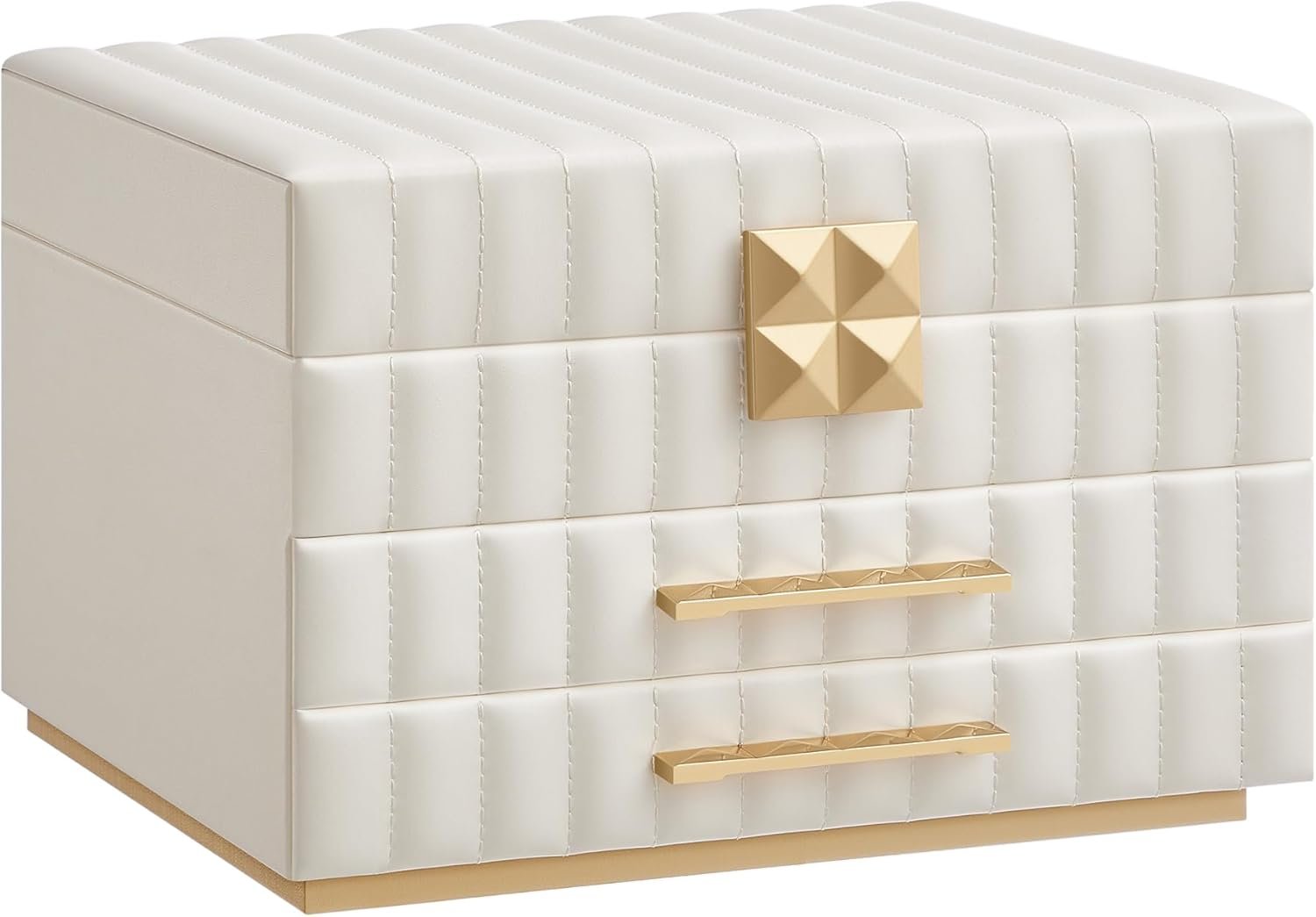3-lags Smykkeskrin med Spejl, Smykkeholder, Svævende Effekt, 21,5 X 24 X 15,8 Cm, Skyhvid 1 3-lags Smykkeskrin med Spejl, Smykkeholder, Svævende Effekt, 21,5 X 24 X 15,8 Cm, Skyhvid
