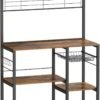 Køkkenhylde, Stående Hylde, Bordplade, Kokkenoer, Køkkenrulleholder, 12 Kroge, Vintage Brun/sort - Billede 3