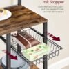 Køkkenhylde, Stående Hylde, Bordplade, Kokkenoer, Køkkenrulleholder, 12 Kroge, Vintage Brun/sort - Billede 6